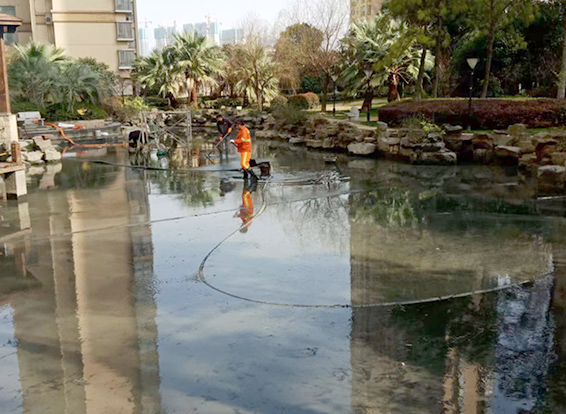 通山景观池淤泥清理